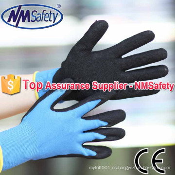 NMSAFETY color de fibra de nitrilo revestido de arena con acabado de arena 4121 guantes de seguridad